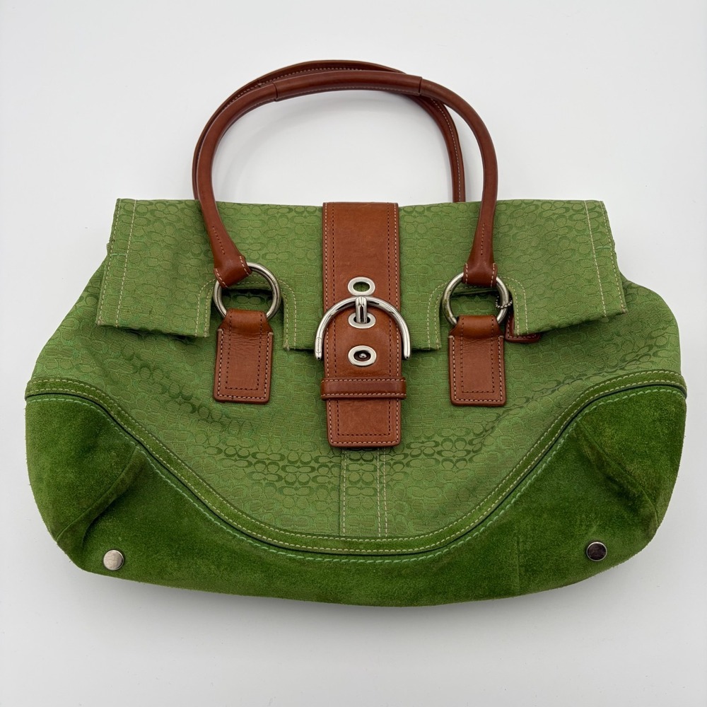 Vintage Coach Green Soho Jacquard and Suede No.F10929 Rare Fashion